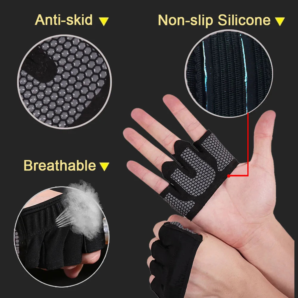 Fitness Half Finger Anti-Slip Silicone Workout Gloves