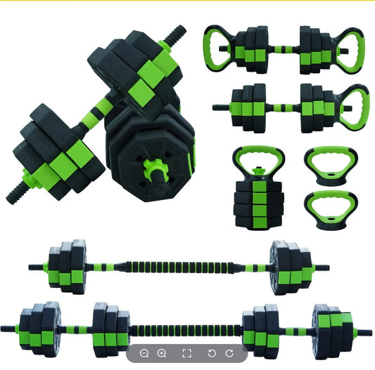 4 in 1 Adjustable Set Used as Kettlebells, Barbell, Push up, Stand