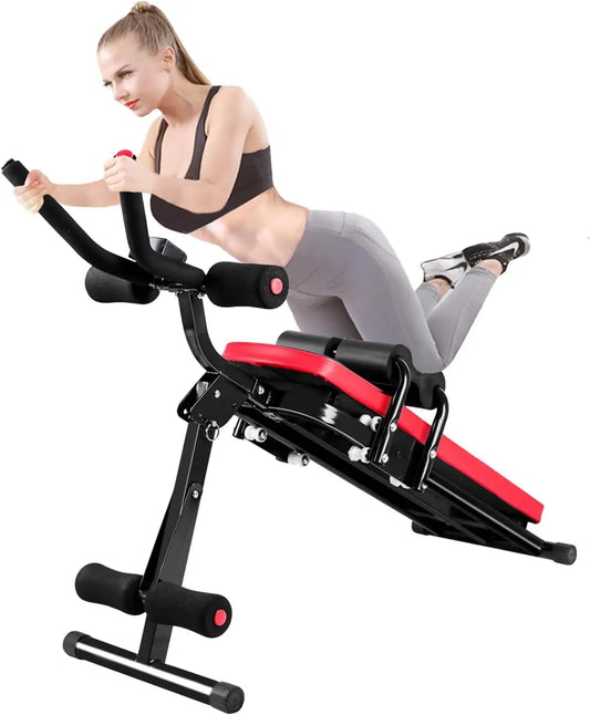 Adjustable Ab Exercise Bench, Abdominal Workout Machine Foldable Sit Up Bench, Full Body Exercise Equipment with LCD Monitor