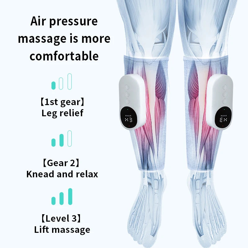 360° Wireless Air Pressure Leg Massager With Heat Compression 3 Modes