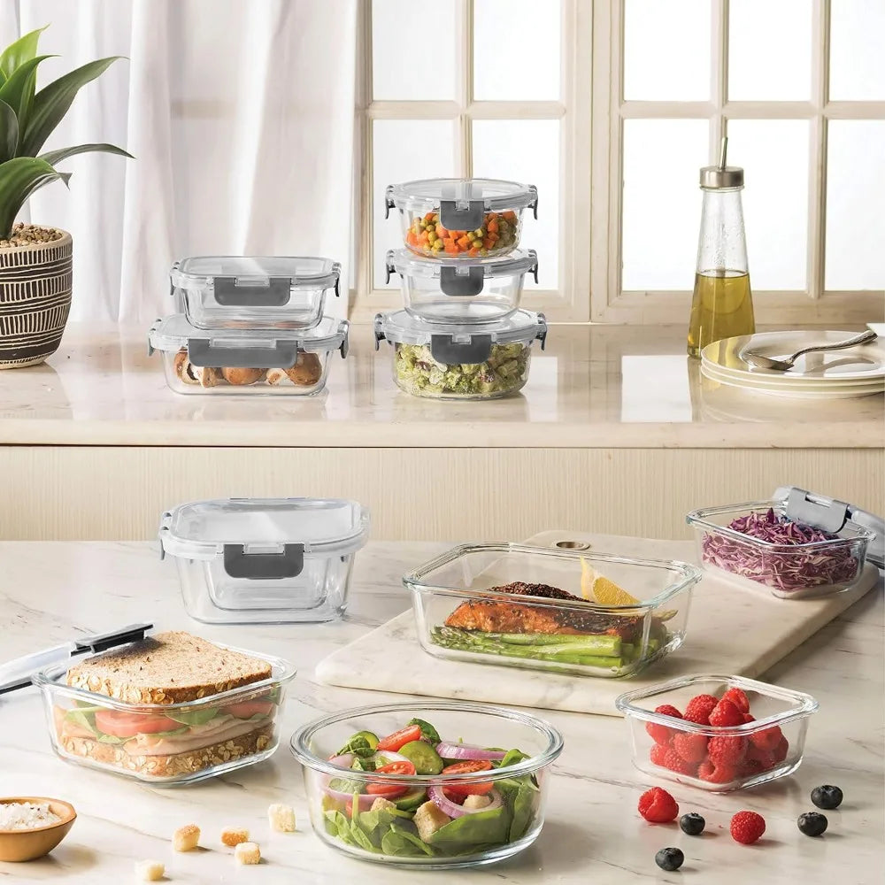 24 Piece Glass Storage Containers with Lids for Meal Prep