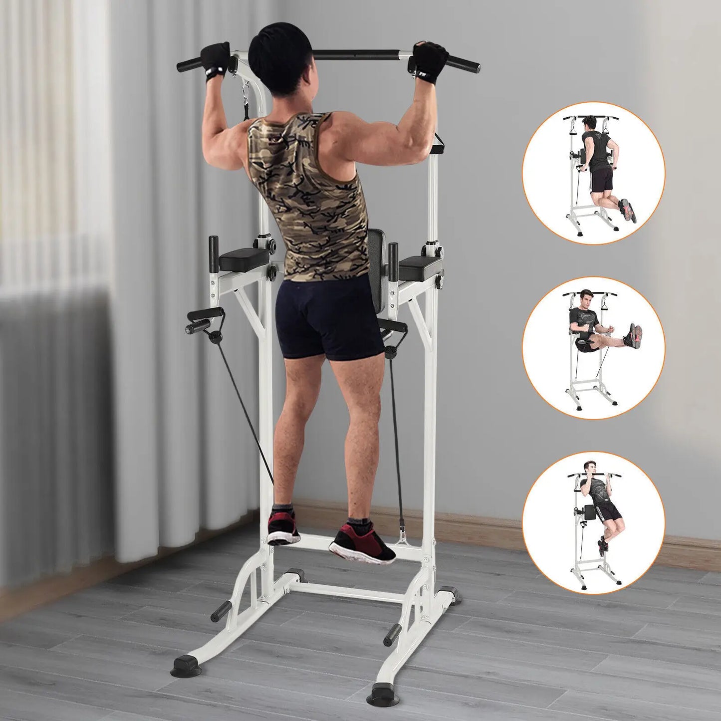 Adjustable Height Pull Up Dip Station