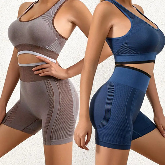 2Pcs/Set Casual High Stretch Washable  Push Up Sports Vest and Shorts