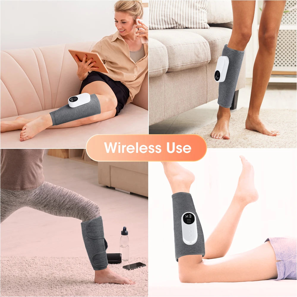 360° Wireless Air Pressure Leg Massager With Heat Compression 3 Modes