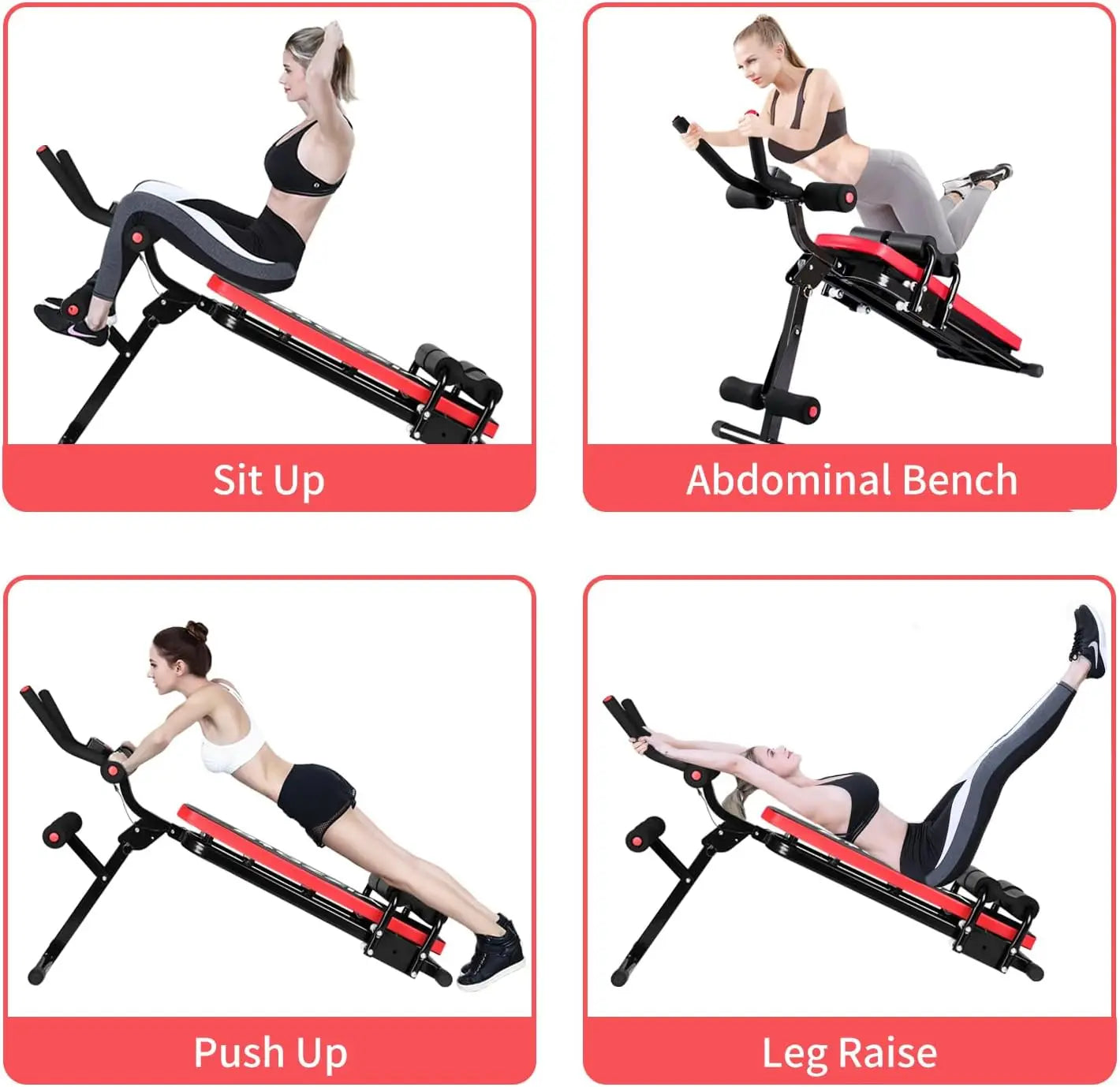 Adjustable Ab Exercise Bench, Abdominal Workout Machine Foldable Sit Up Bench, Full Body Exercise Equipment with LCD Monitor